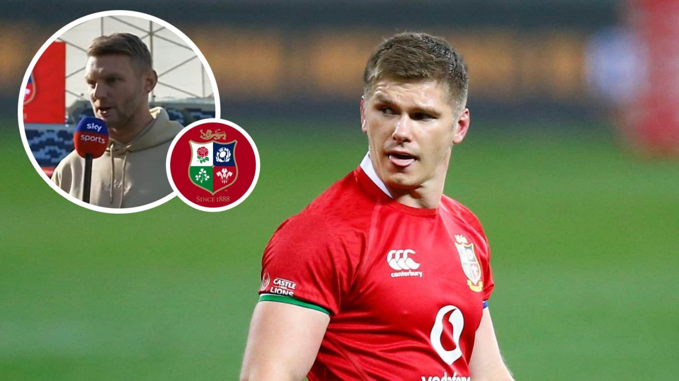 British and Irish Lions fly-half Owen Farrell and an inset of Dan Biggar.
