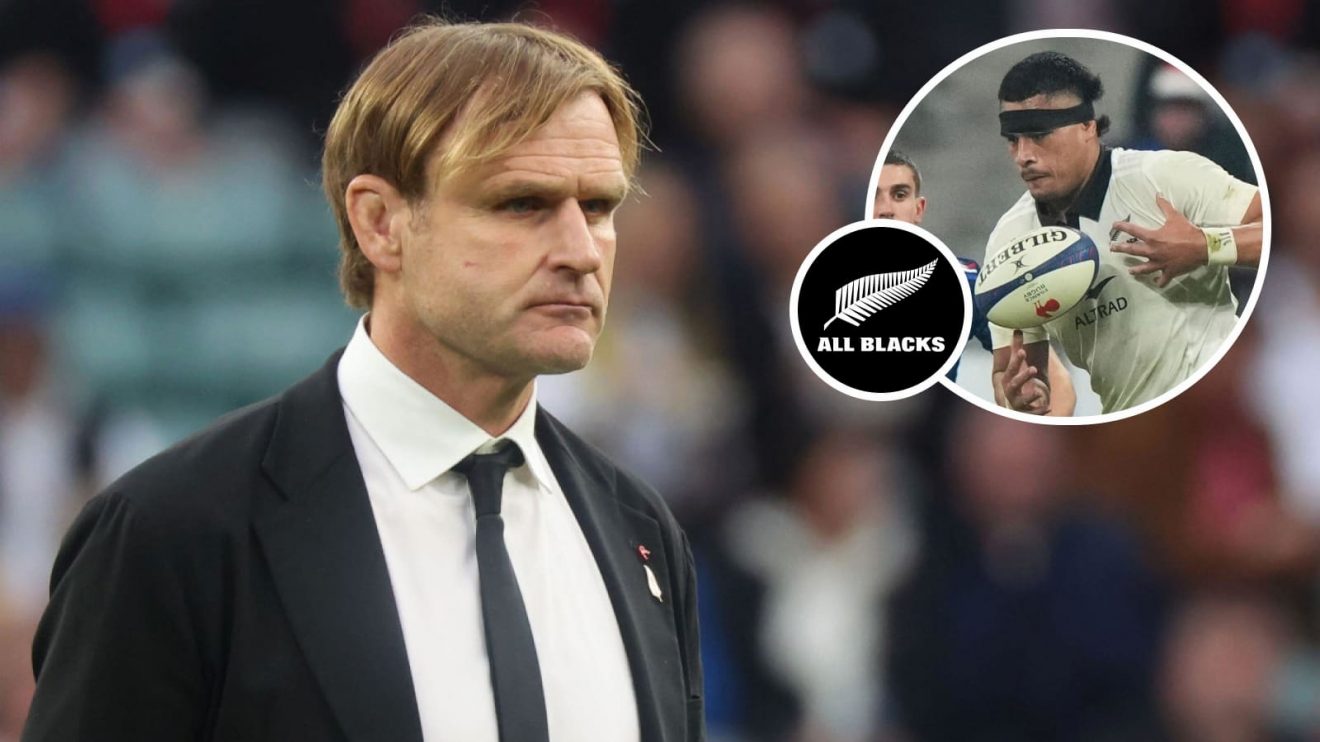 All Blacks head coach Scott Robertson and lock Tupou Vaa'i (inset).