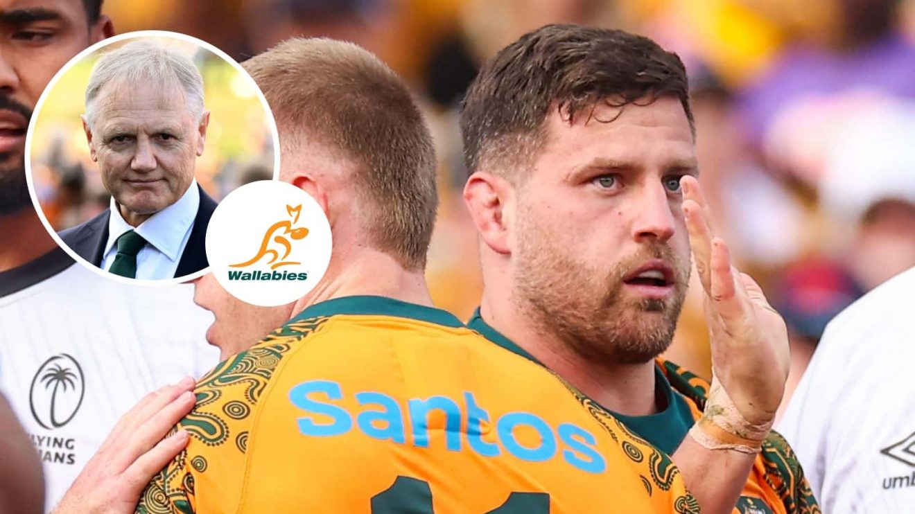 Wallabies hooker Dave Porecki and head coach Joe Schmidt.