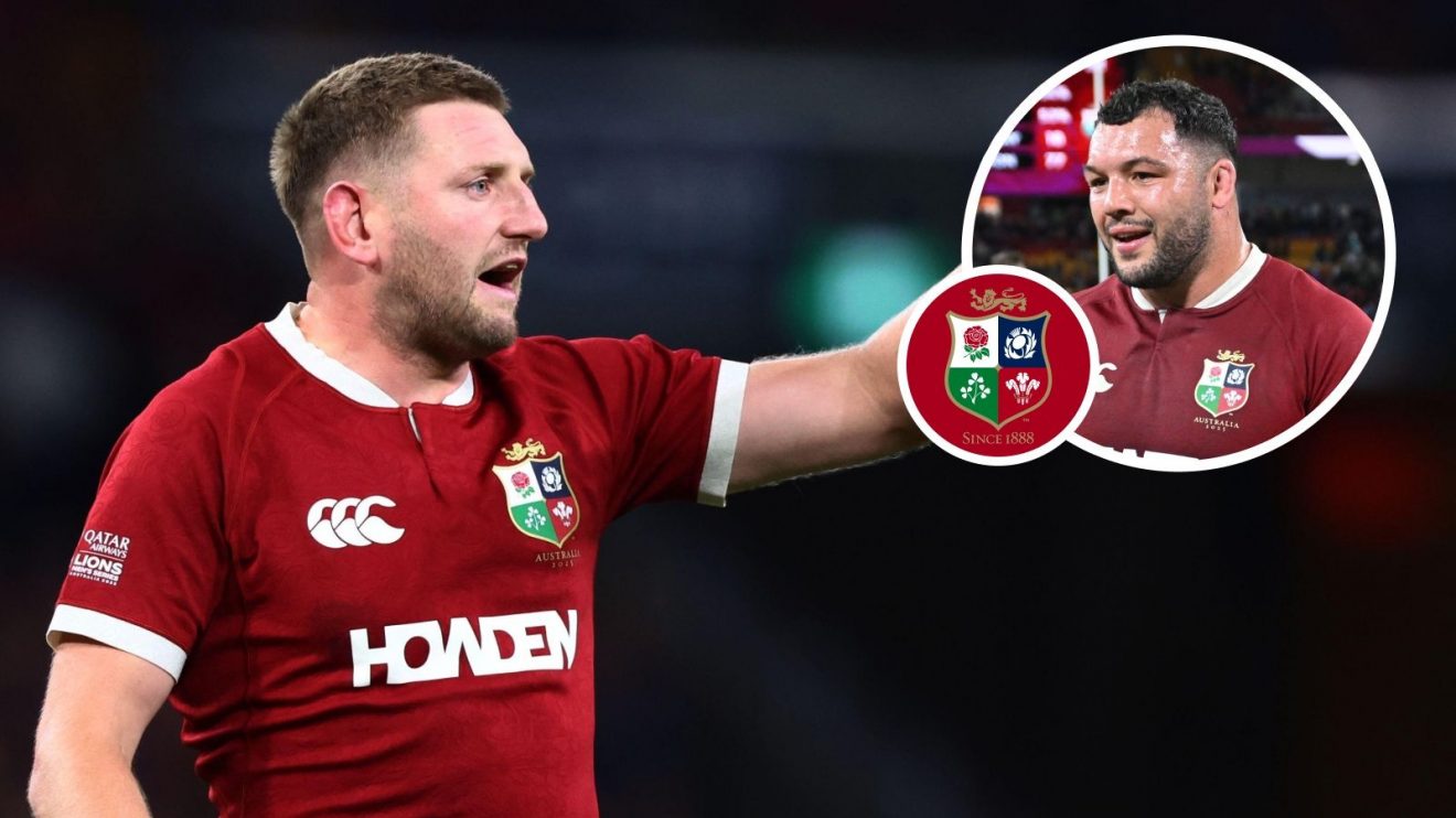 A two layered image of Finn Russell and Ellis Genge