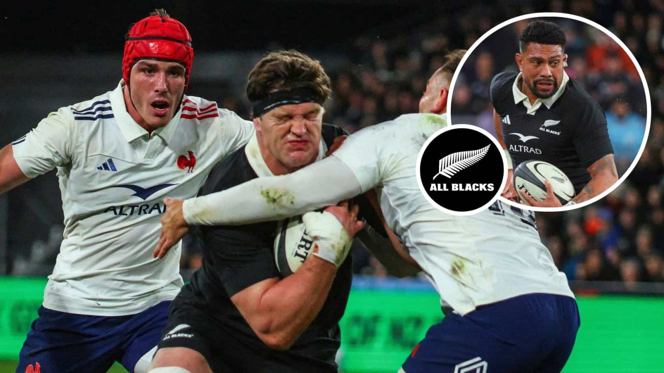 All Blacks captain Scott Barrett and an inset of Ardie Savea