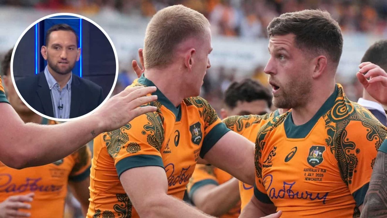 Wallabies hooker Dave Porecki and an inset of ex-All Blacks fly-half Aaron Cruden.
