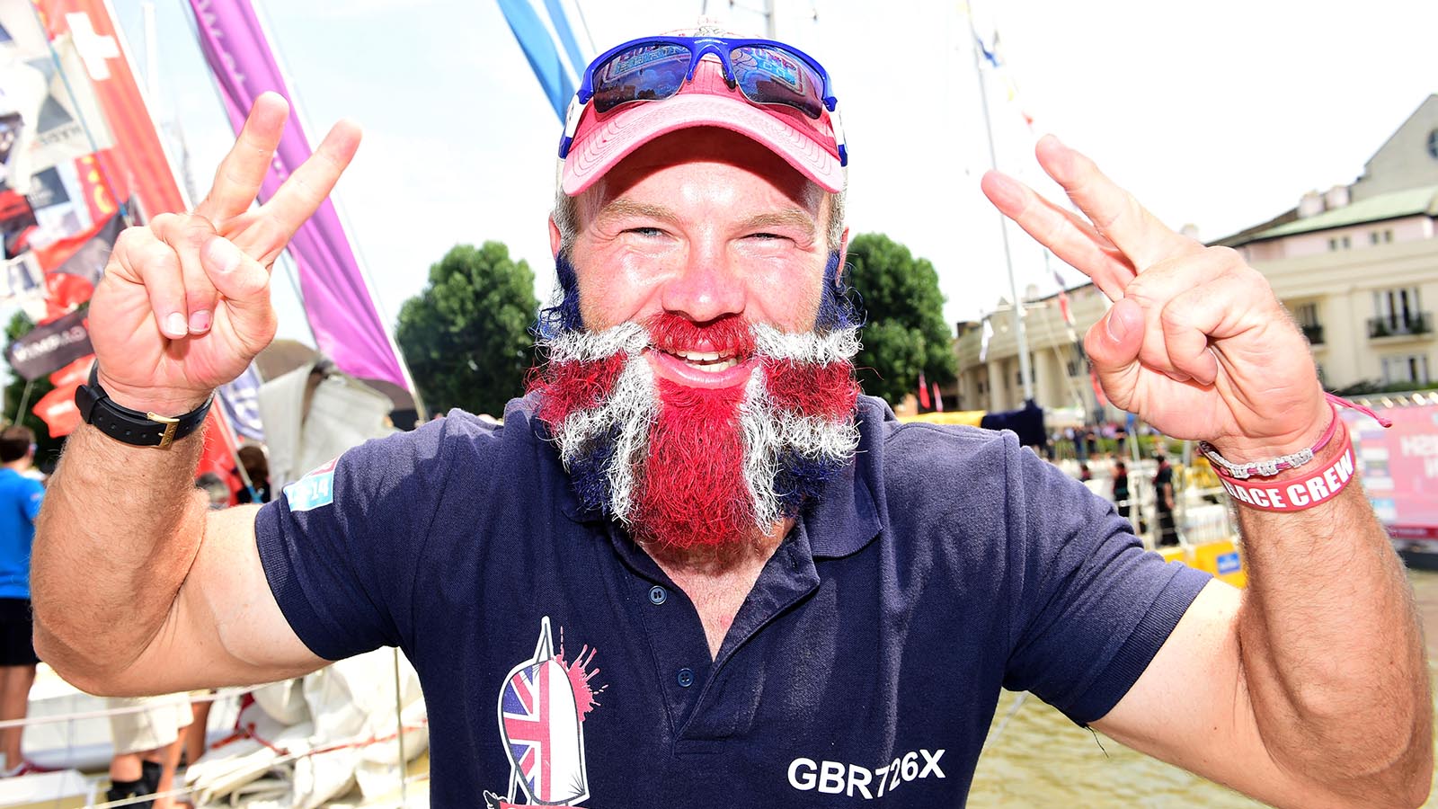 Ollie Phillips shows off Union Jack beard
