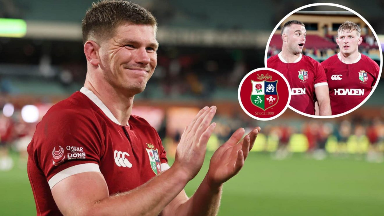 British and Irish Lions stars Owen Farrell, Ben Earl and Jac Morgan.