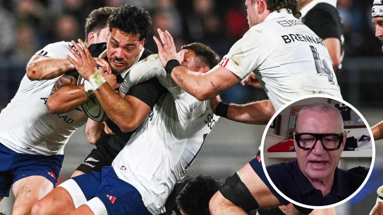 All Blacks v France face-off during three-Test series and New Zealand great Sir John Kirwan (inset).
