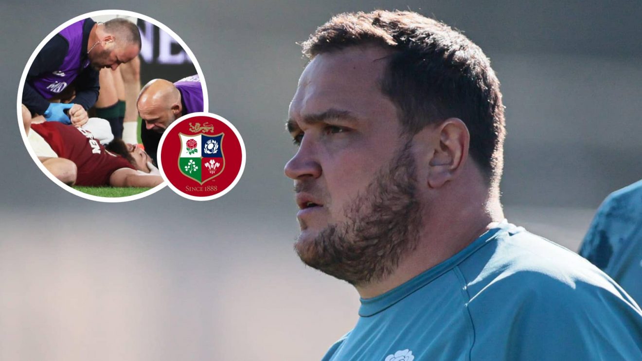 Jamie George and an inset of Luke Cowan-Dickie.