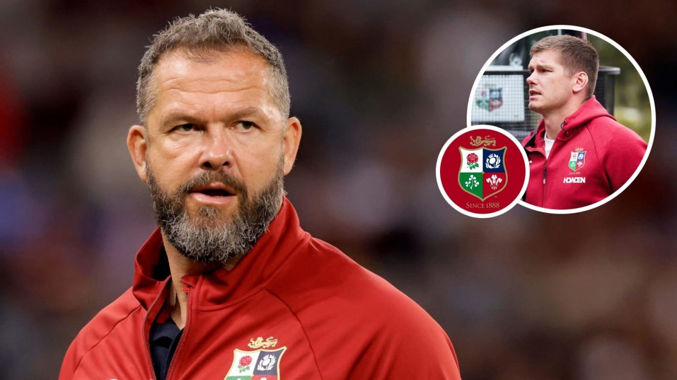 British and Irish Lions head coach Andy Farrell and playmaker Owen Farrell, who reportedly misses out on the Test 23 (inset).