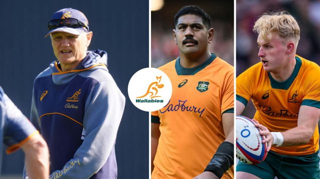 Wallabies head coach Joe Schmidt, lock Will Skelton and fly-half Tom Lynagh