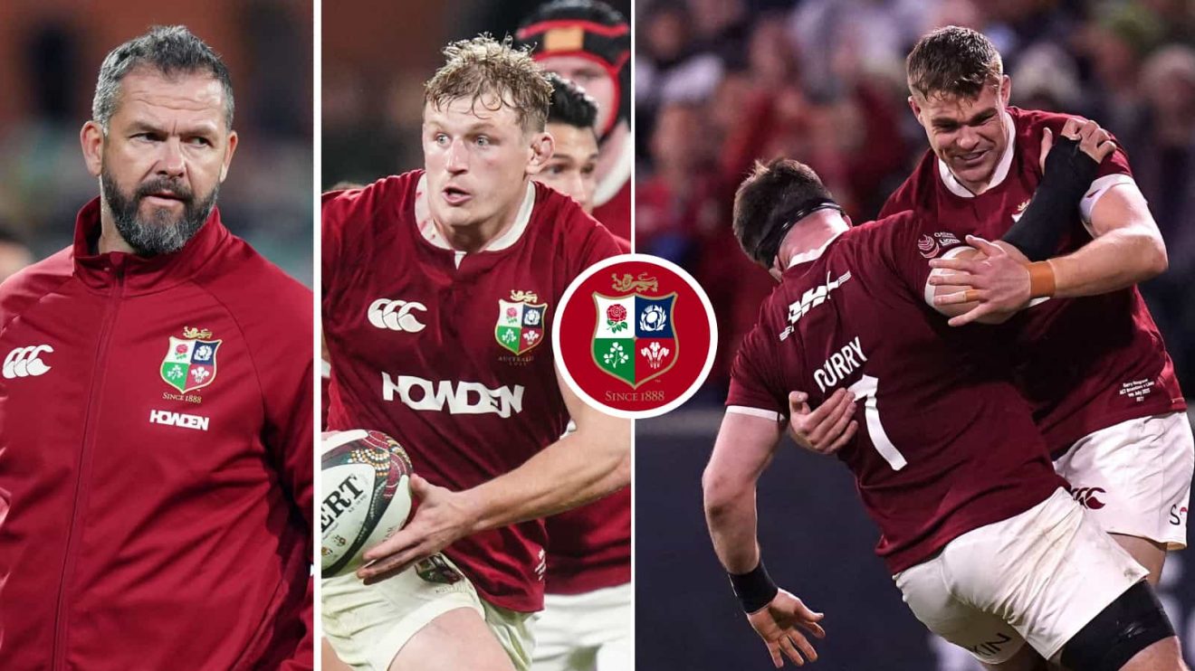 British and Irish Lions head coach Andy Farrell, Jac Morgan, Tom Curry and Garry Ringrose.