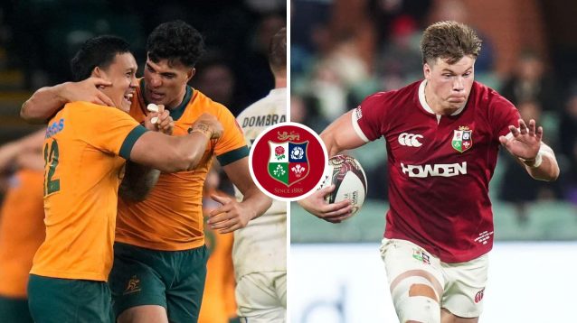 Wallabies centres Len Ikitau and Joseph-Aukuso Suaalii and British and Irish Lions midfielder Huw Jones.