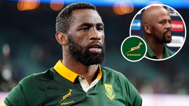Springboks flanker Siya Kolisi and an inset of Mzwandile Stick.