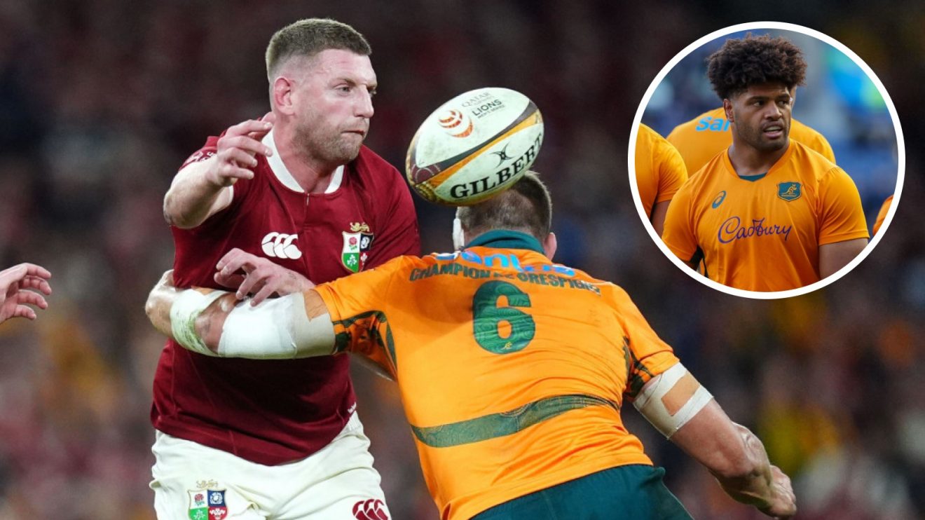 Finn Russell in action for the British and Irish Lions in Test one and Rob Valetini (inset), who could return for the Wallabies in the second match.