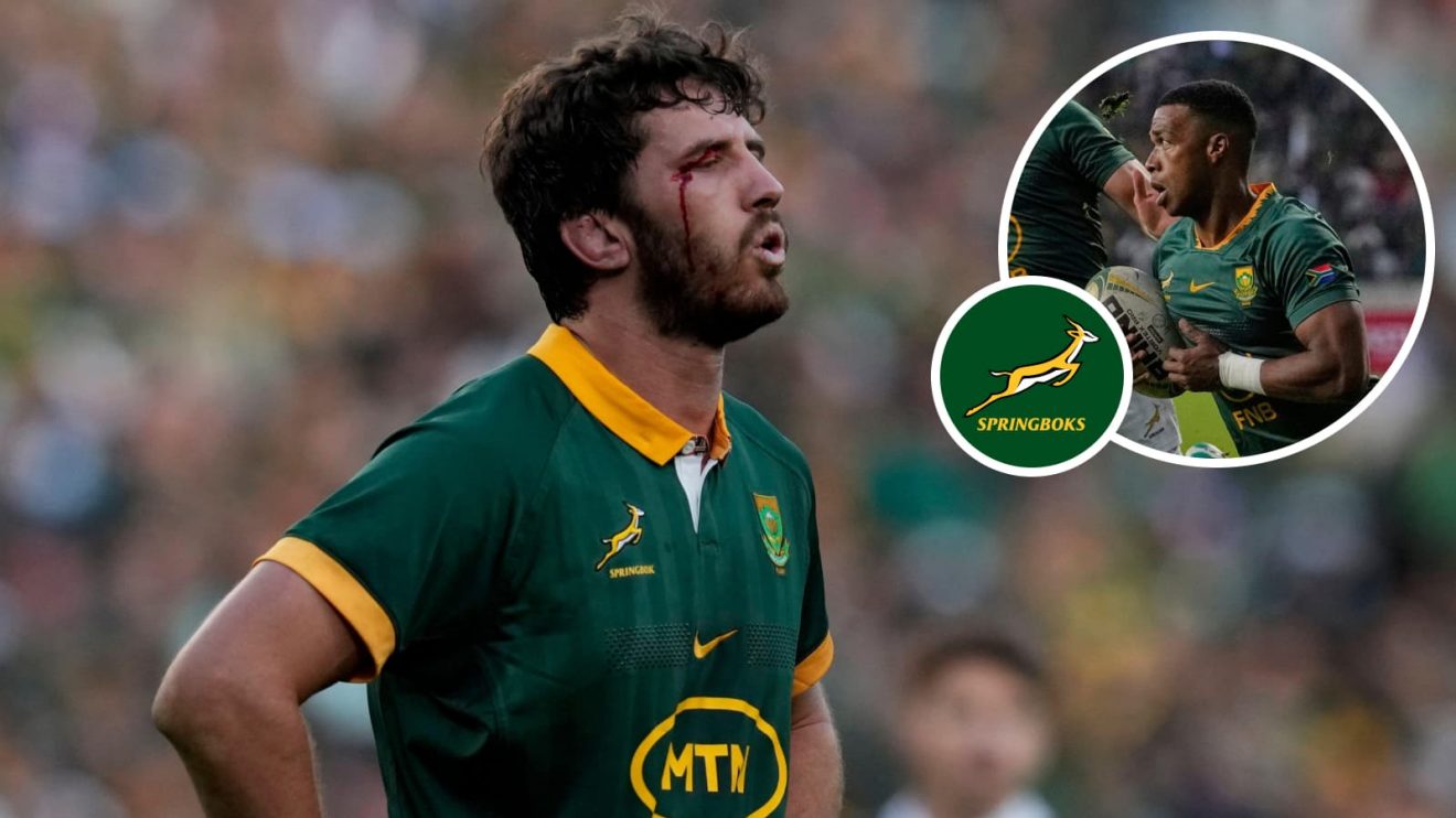 Springboks lock Ruan Nortje and an inset of scrum-half Grant Williams.