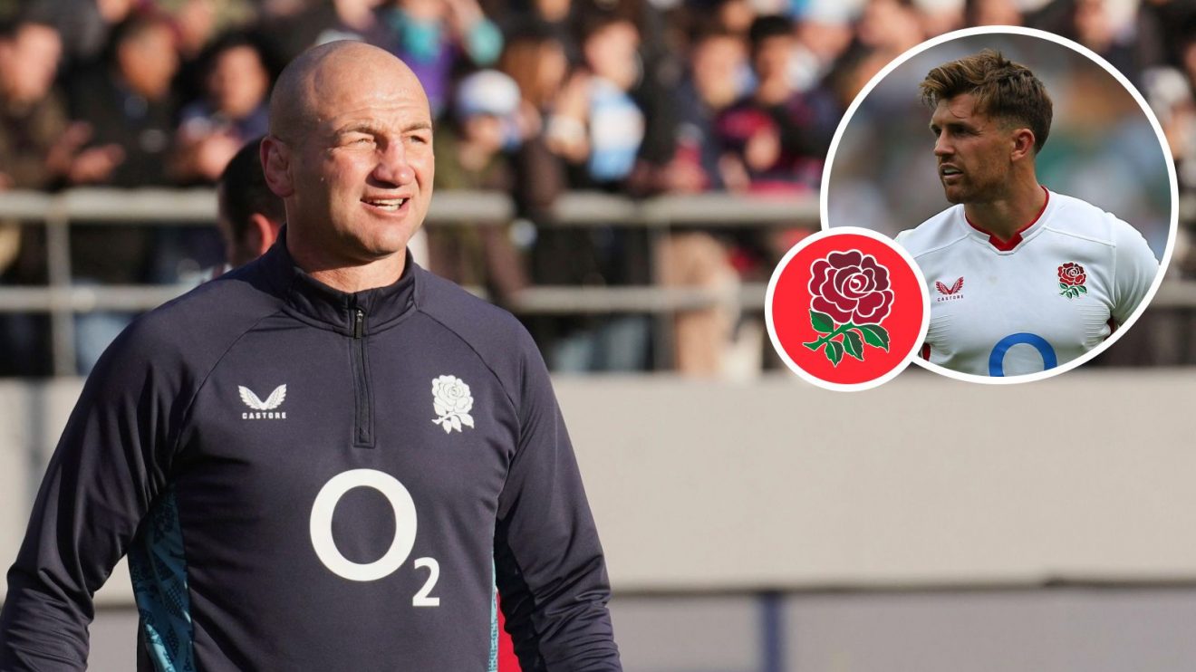 A two layered image of Steve Borthwick and Henry Slade