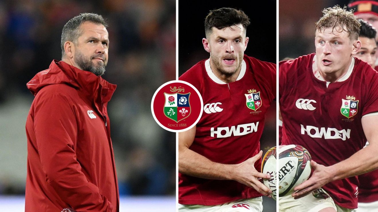 A three panel image of Andy Farrell, Blair Kinghorn and Jac Morgan
