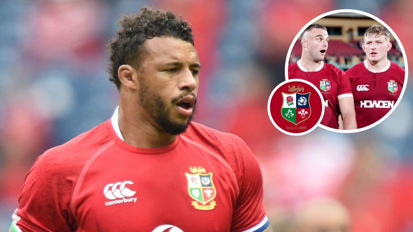 Former British and Irish Lions forward Courtney Lawes and an inset of Ben Earl and Jac Morgan.