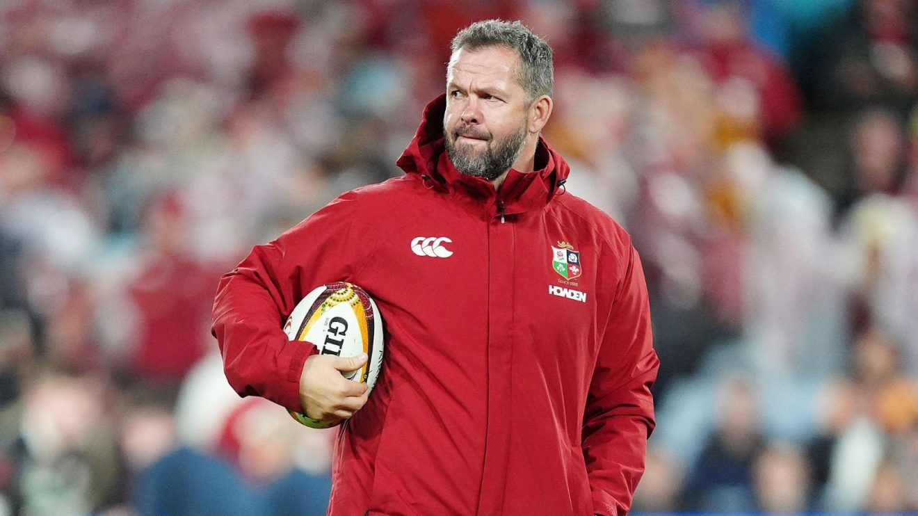Andy Farrell watching the Lions warm-up in SYdney