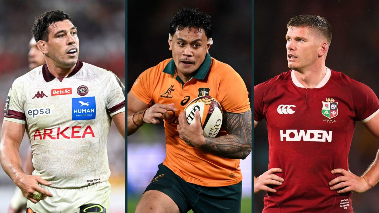 A three panel image of Guido Petti, Len Ikitau and Owen Farrell