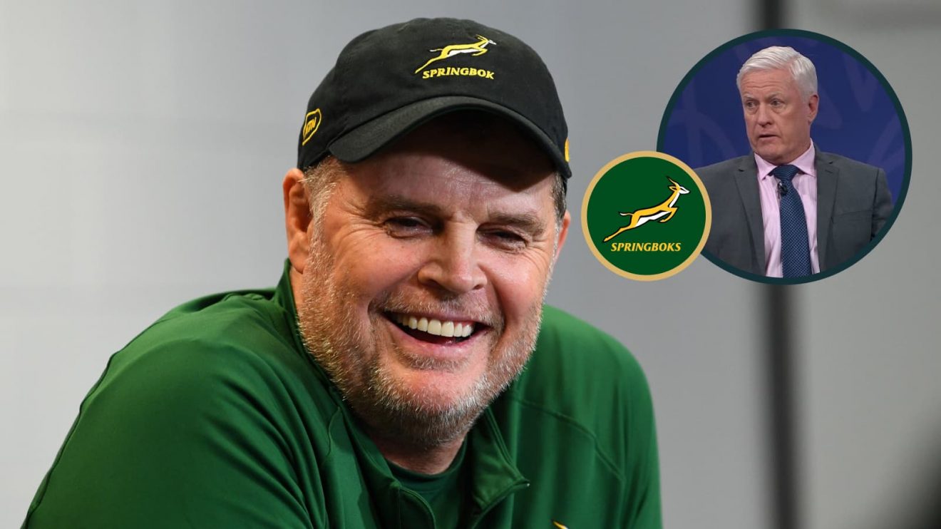 Springboks head coach Rassie Erasmus and an inset of Matt Williams.