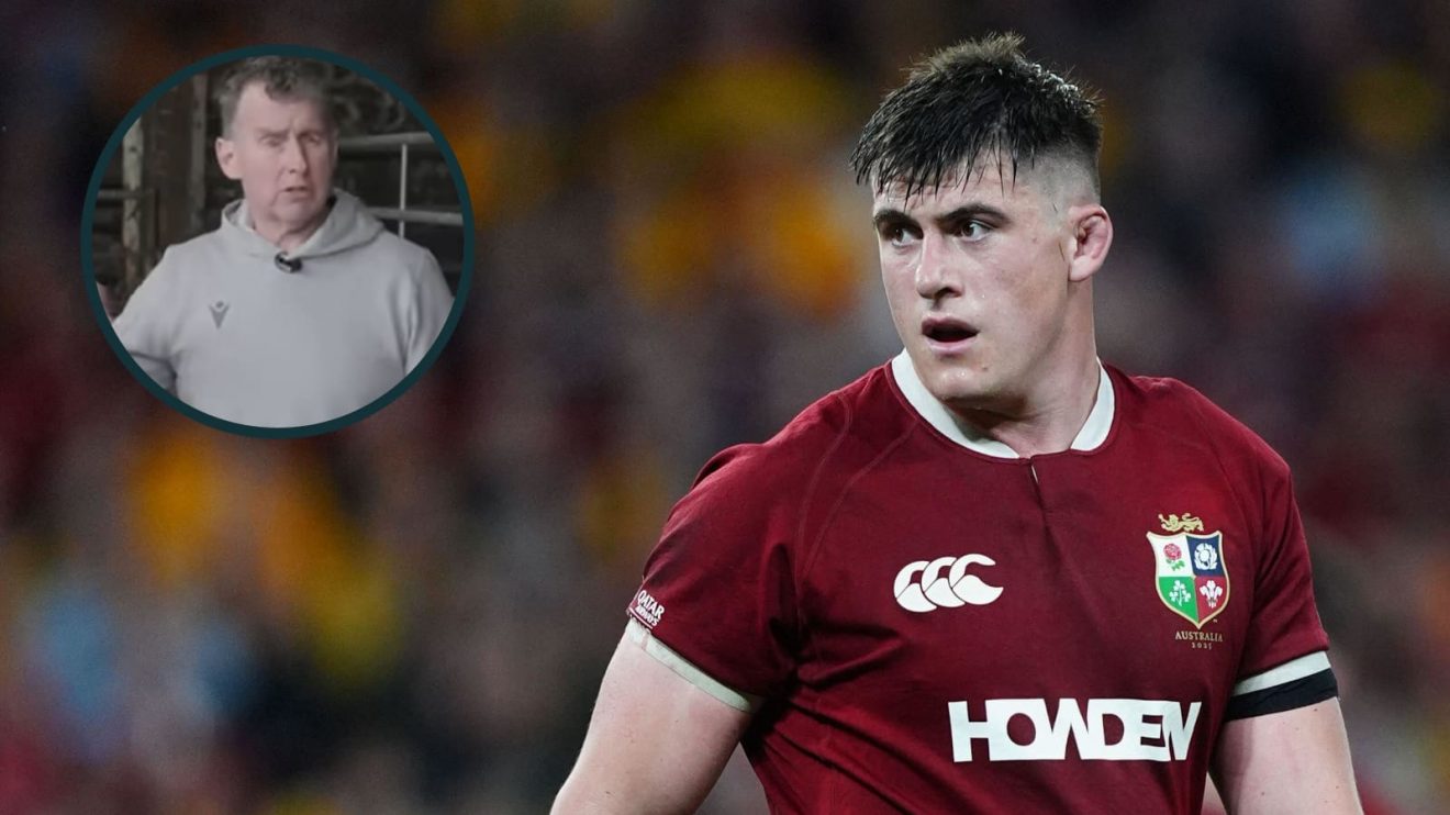 British and Irish Lions hooker Dan Sheehan and former Test referee Nigel Owens (inset).