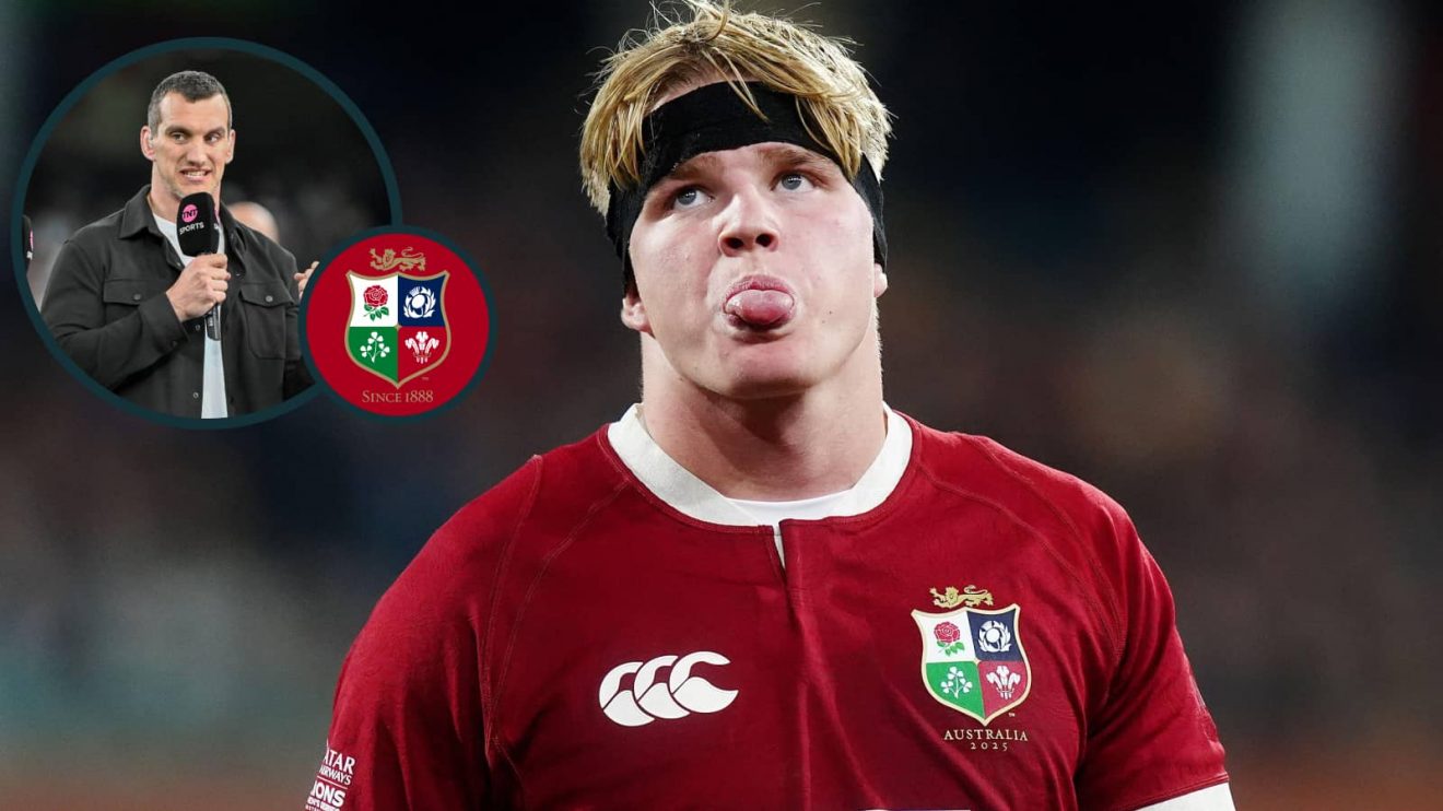 British and Irish Lions flanker Henry Pollock and an inset of former captain Sam Warburton