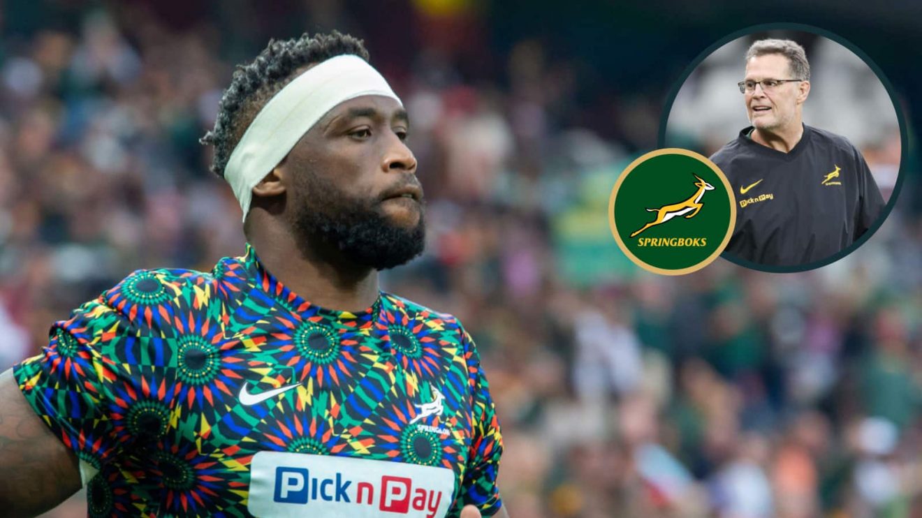 Springboks captain Siya Kolisi and head coach Rassie Erasmus (inset).