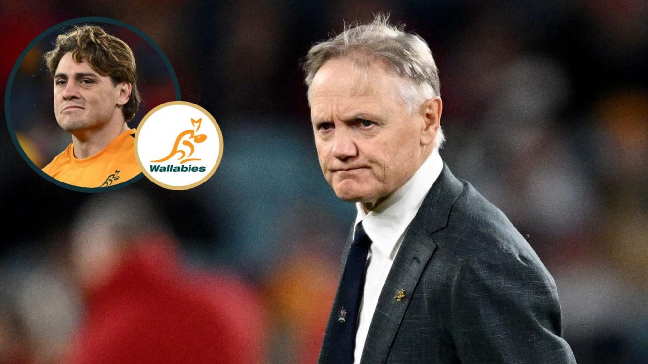 Wallabies head coach Joe Schmidt and an inset of playmaker James O'Connor.