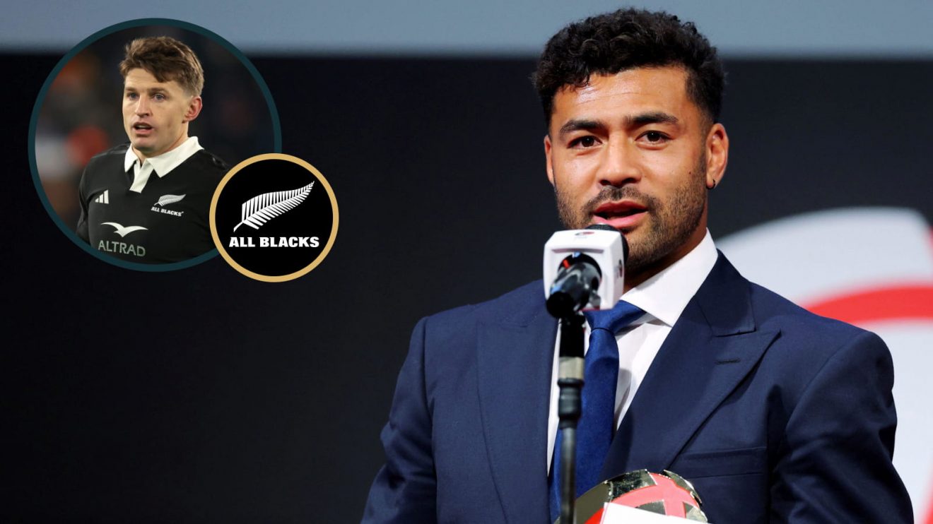 All Blacks fly-halves Richie Mo'unga and Beauden Barrett (inset).