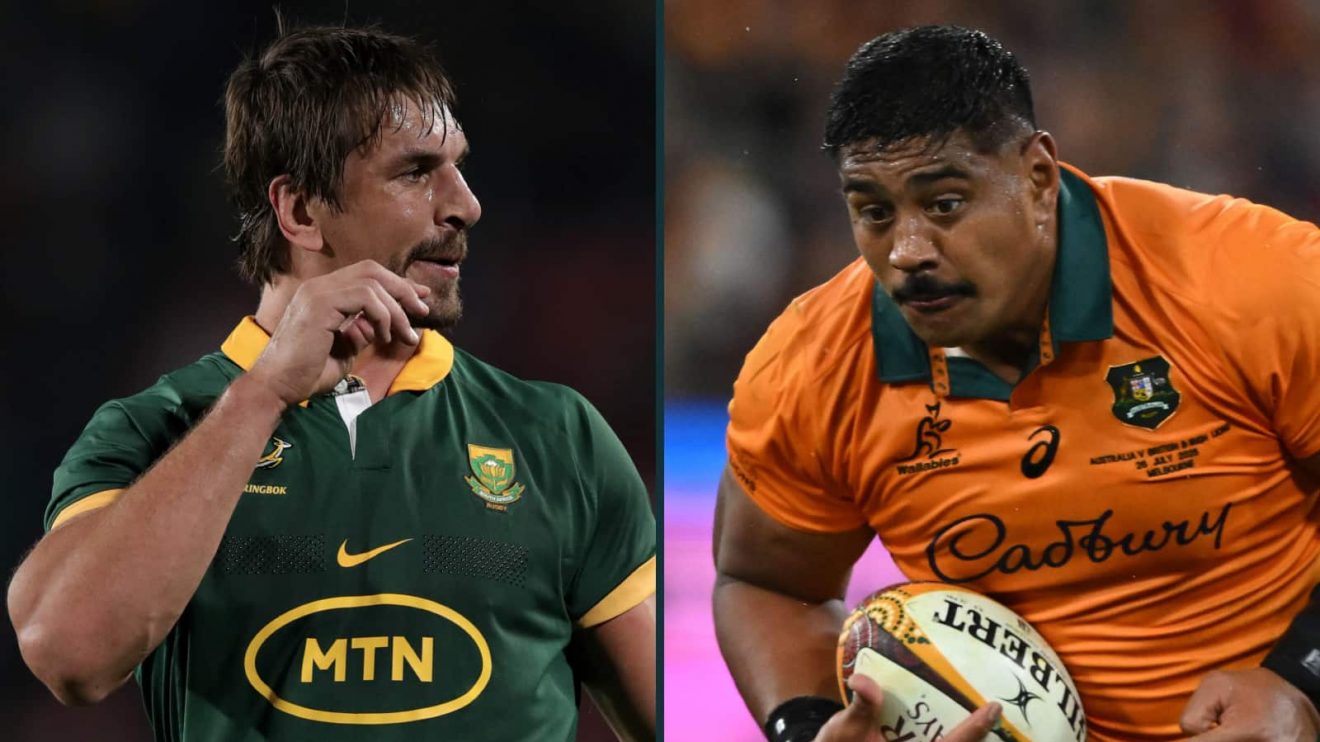 Springboks lock Eben Etzebeth and Wallabies second rower Will Skelton.
