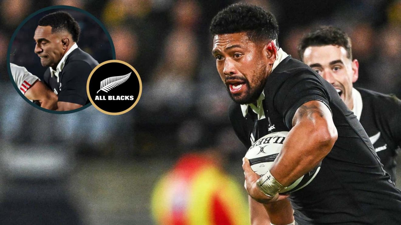 Ardie Savea and Sevu Reece in action for the All Blacks (inset).
