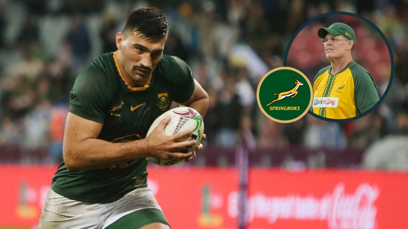 A two layered image of Damian de Allende and Rassie Erasmus