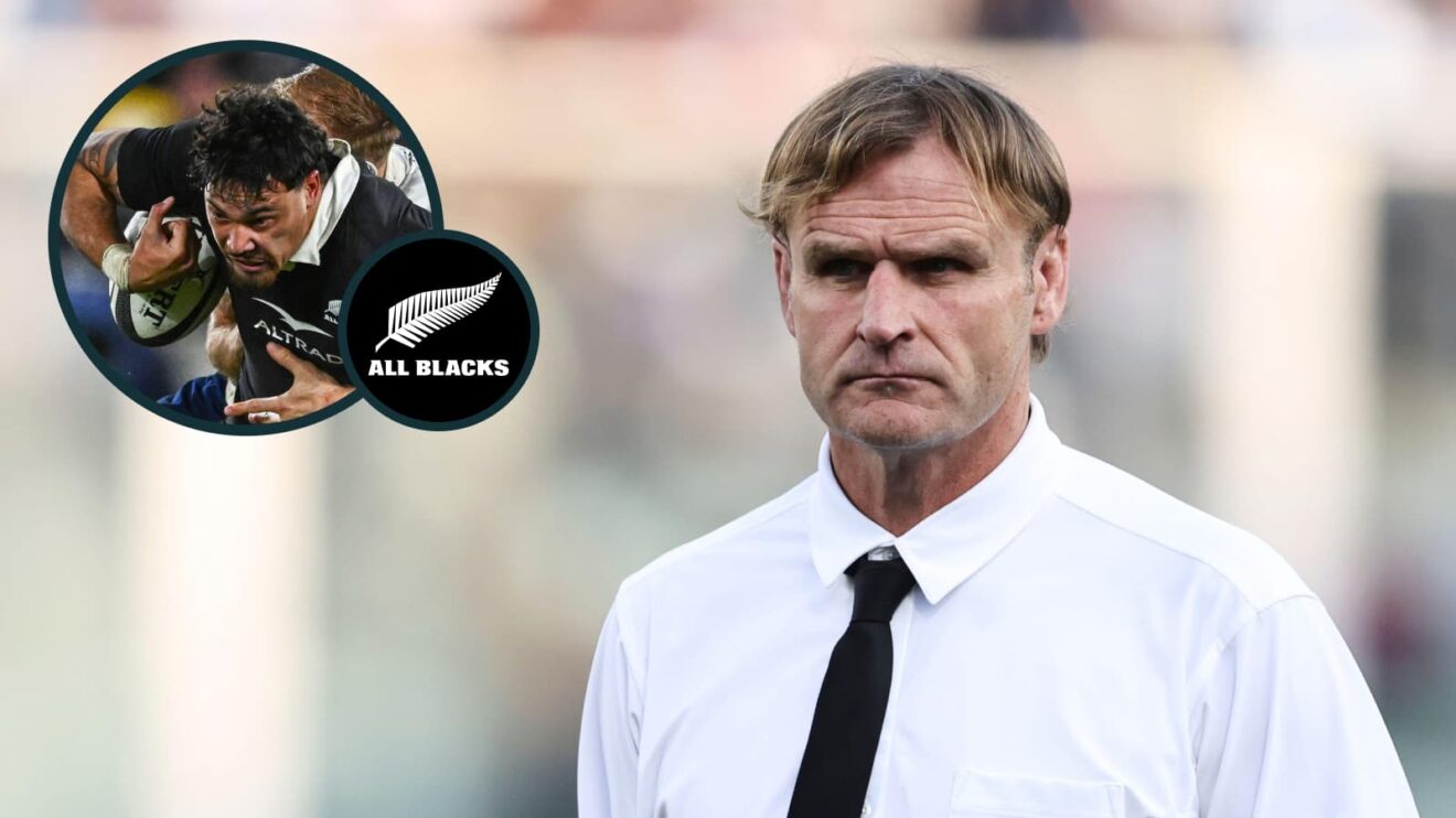 All Blacks coach Scott Robertson and inset of centre Billy Proctor.
