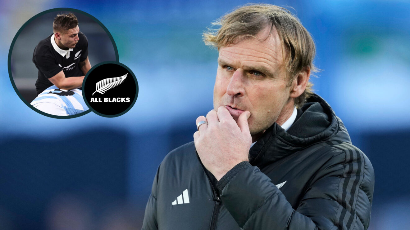All Blacks head coach Scott Robertson and Cortez Ratima in action against Argentina (inset).