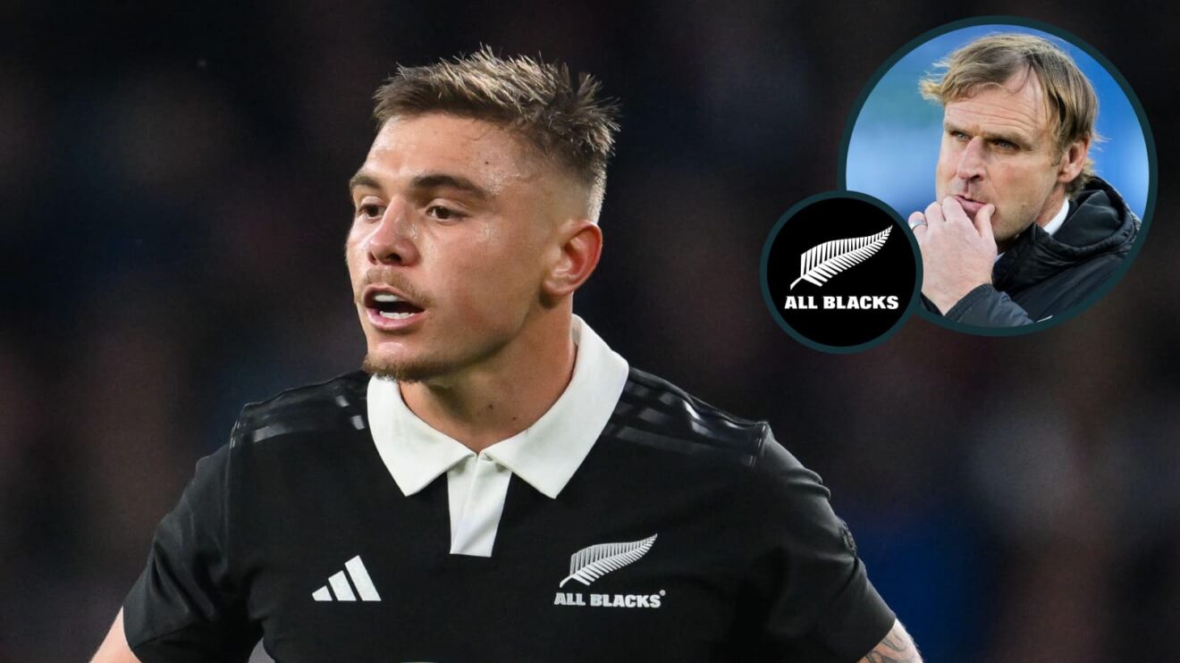 All Blacks scrum-half Cortez Ratima and an inset of head coach Scott Robertson