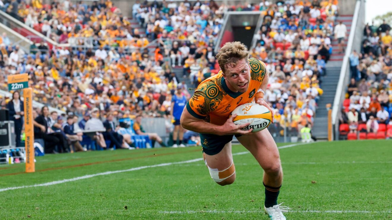 Harry Potter scoring a try for the Wallabies v Fiji