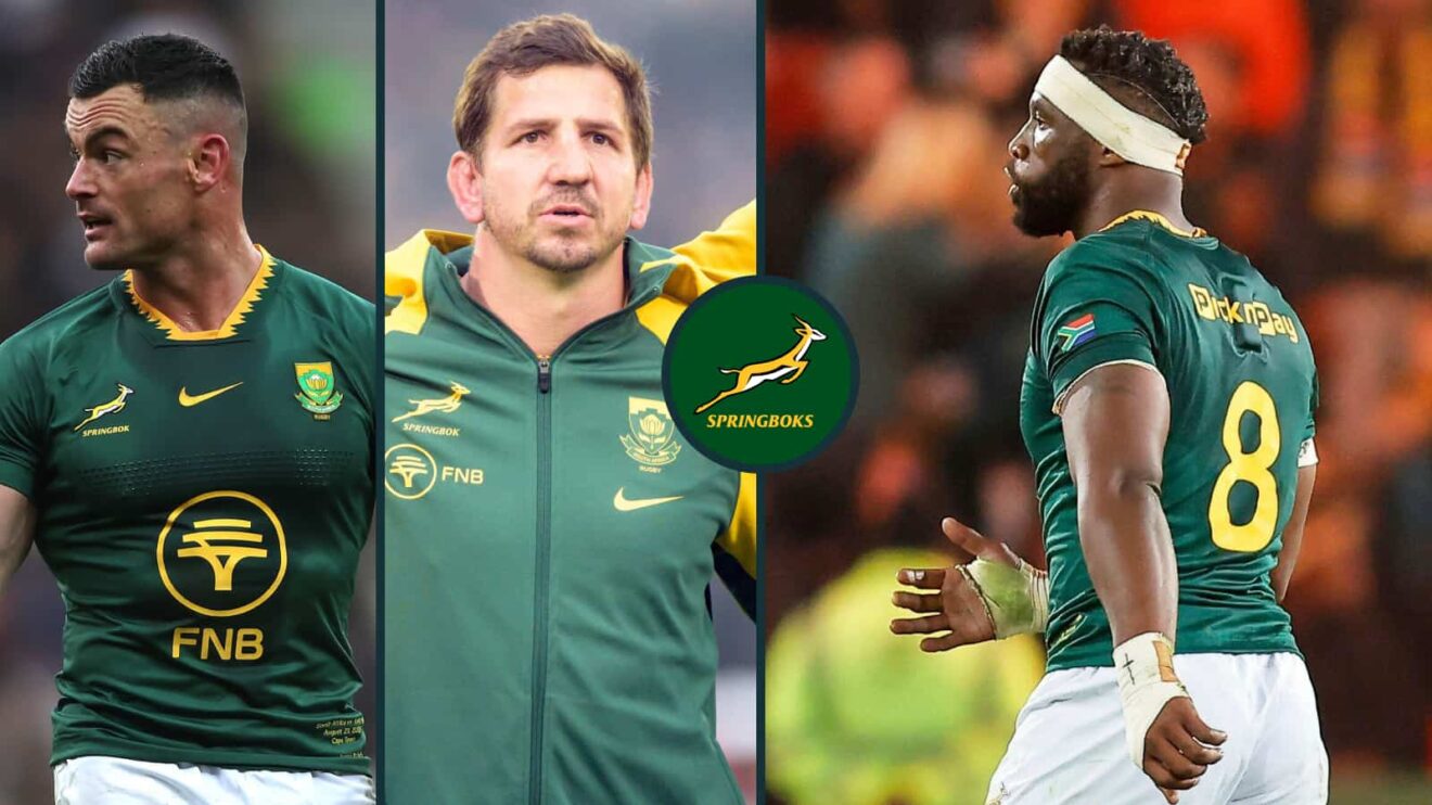 Springboks Jesse Kriel, Kwagga Smith and captain Siya Kolisi.