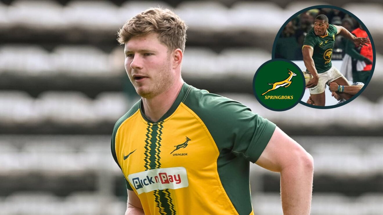 Springboks rookie Ethan Hooker and an inset of Damian Willemse.