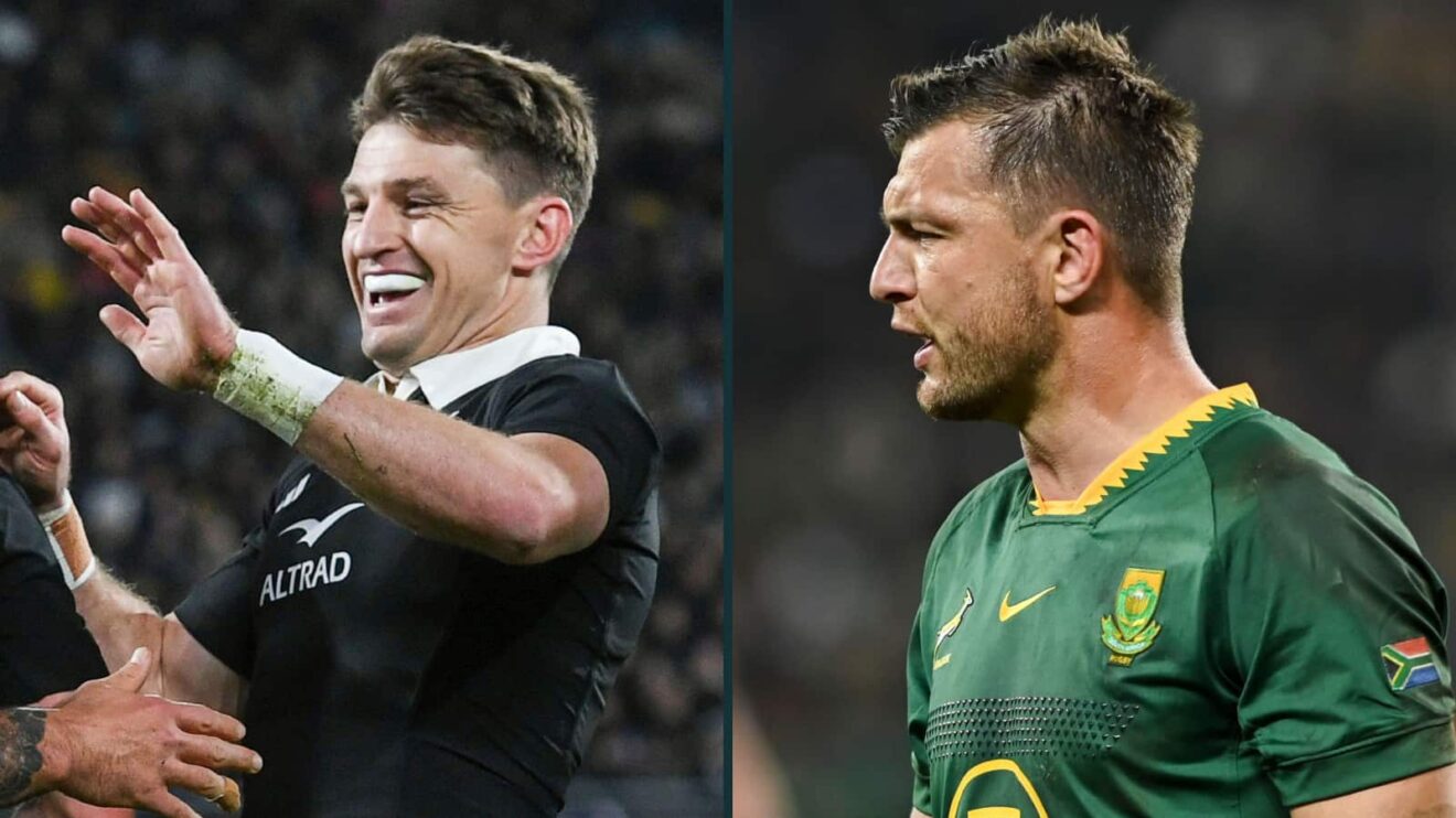 All Blacks playmaker Beauden Barrett and Springboks fly-half Handre Pollard.