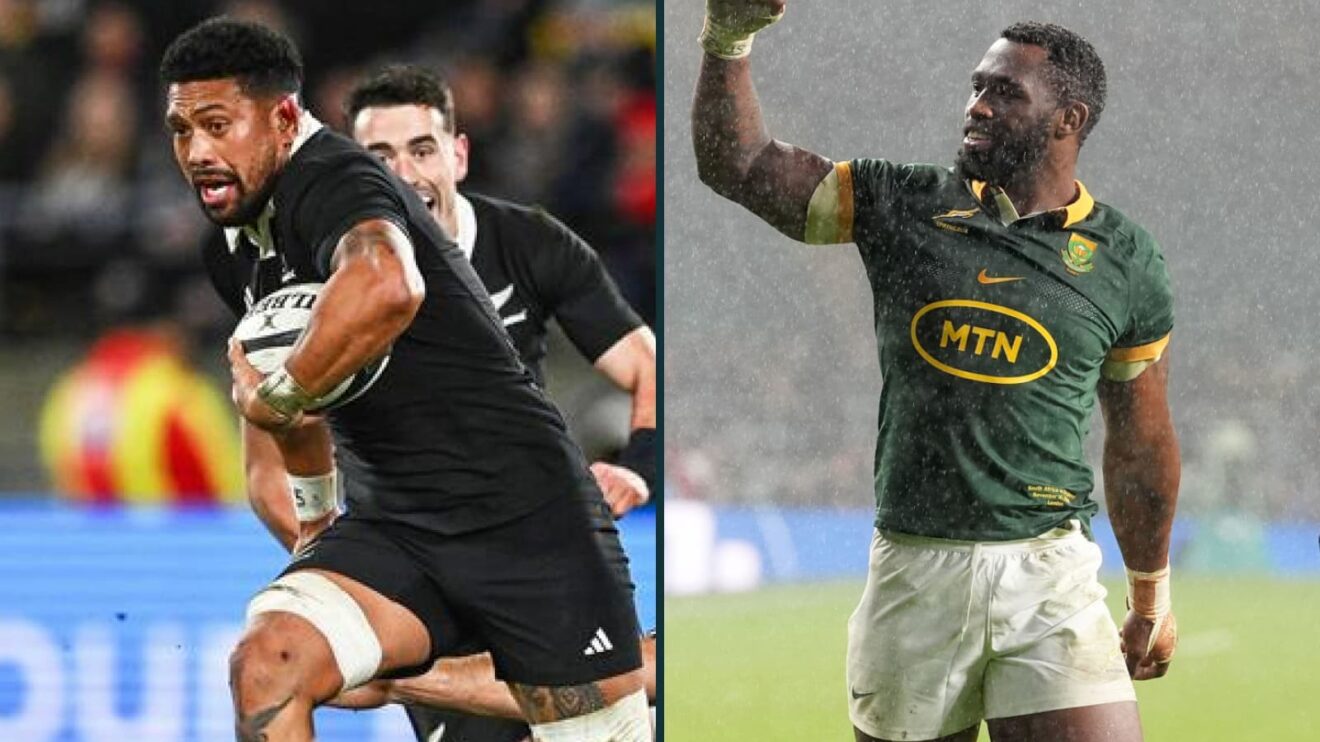 Ardie Savea and Siya Kolisi face off in the All Blacks v Springboks clash