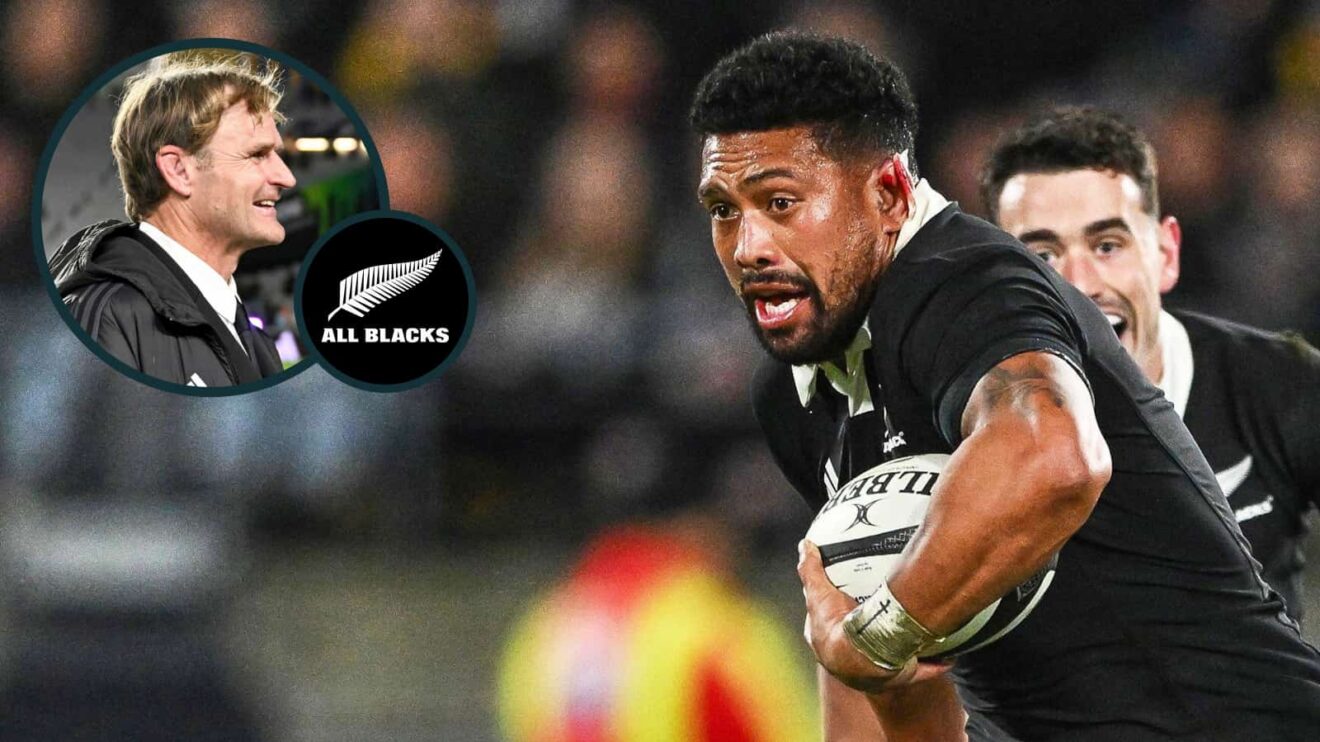 All Blacks centurion Ardie Savea and head coach Scott Robertson (inset).