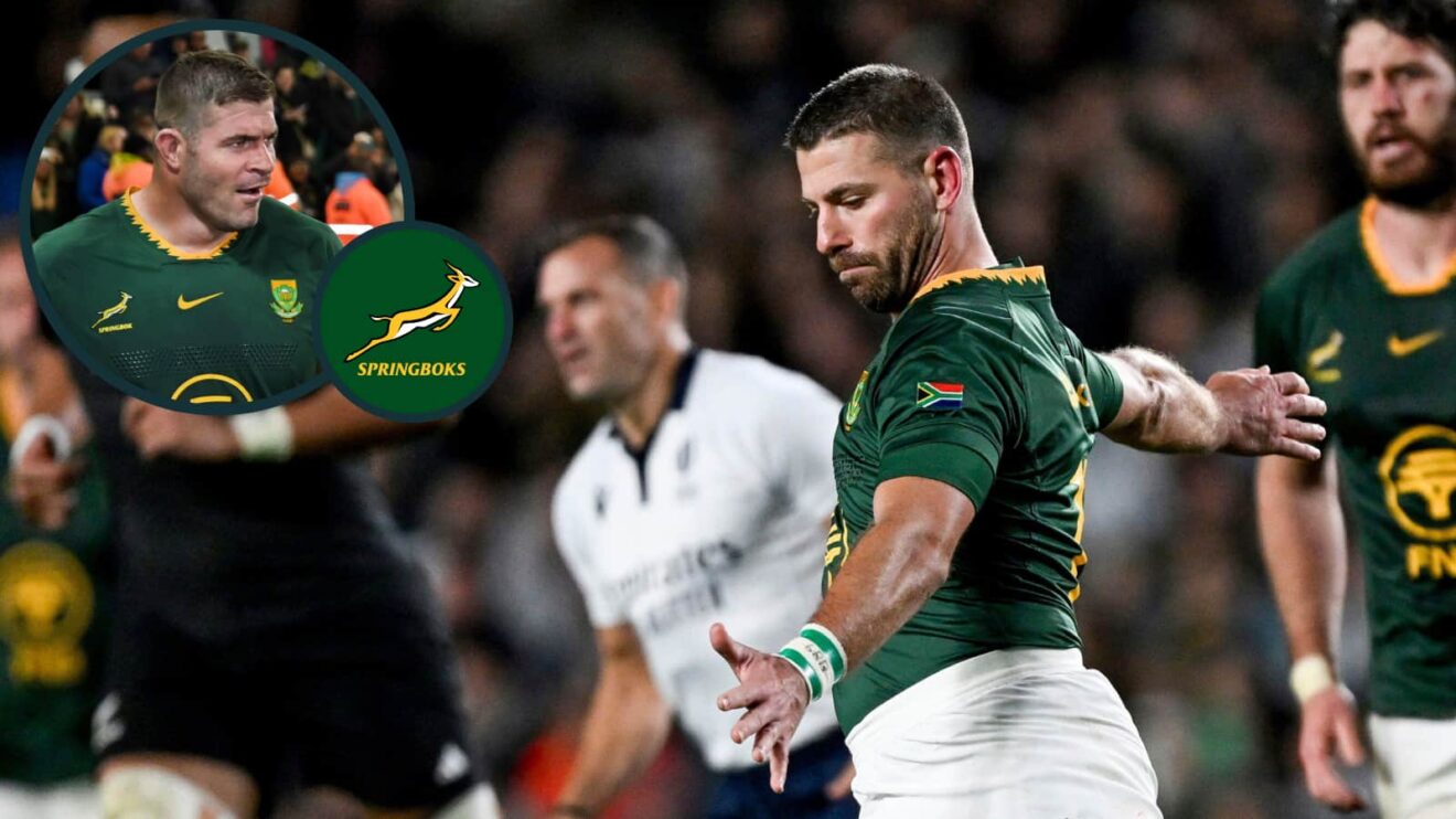 Springboks Willie Le Roux and an inset of hooker Malcolm Marx.