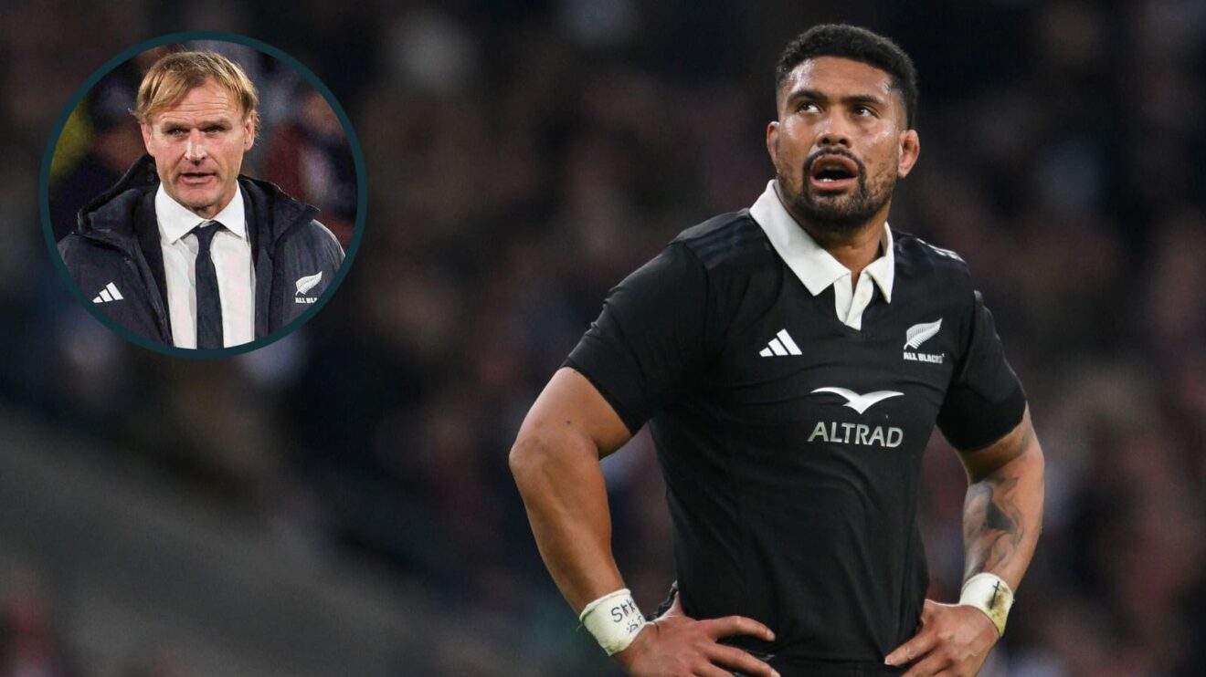 All Blacks back-row Ardie Savea and head coach Scott Robertson (inset).
