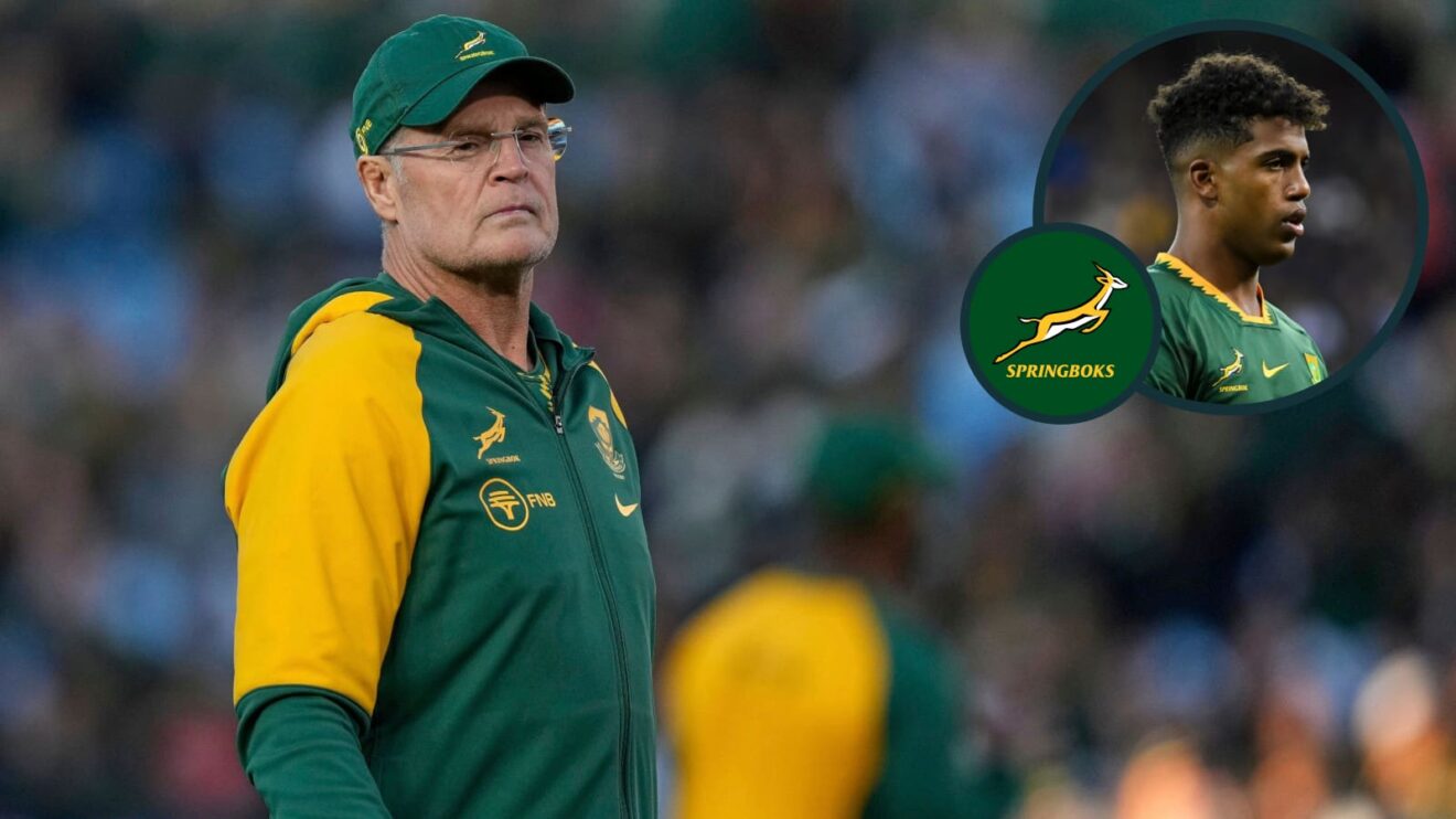 Springboks head coach Rassie Erasmus and versatile back Canan Moodie (inset).