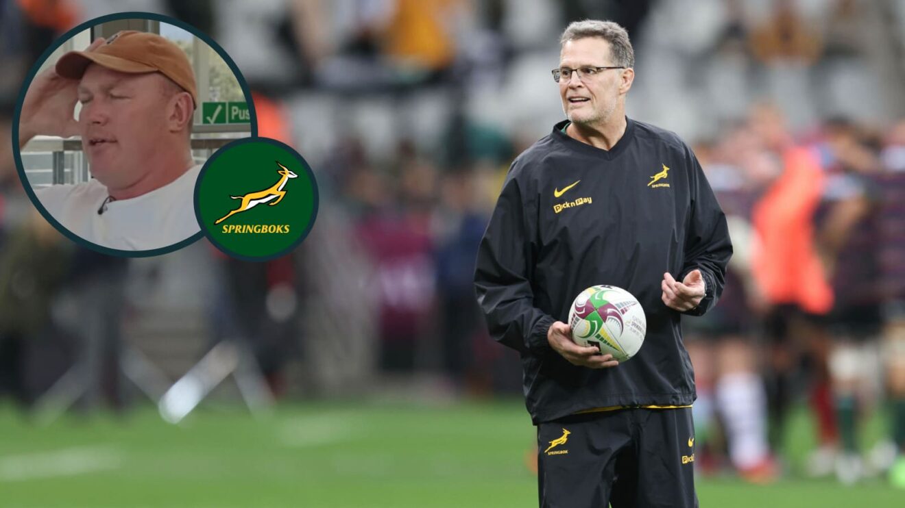 Springboks head coach Rassie Erasmus and former back-row Schalk Burger (inset).