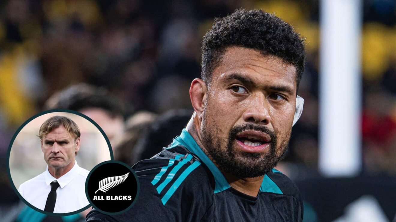 All Blacks star Ardie Savea and an inset of head coach Scott Robertson.
