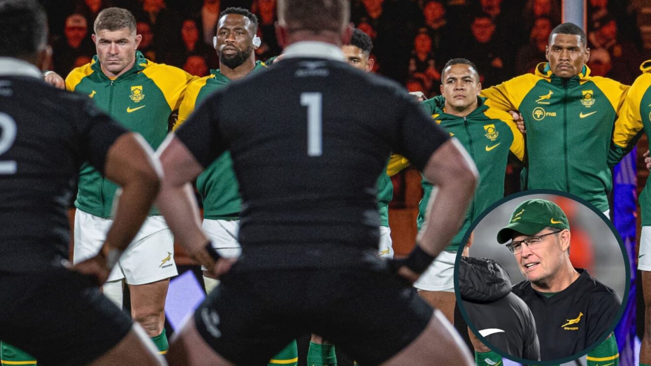 Springboks face All Blacks haka. (Photo by James Foy/Speed Media/Icon Sportswire)