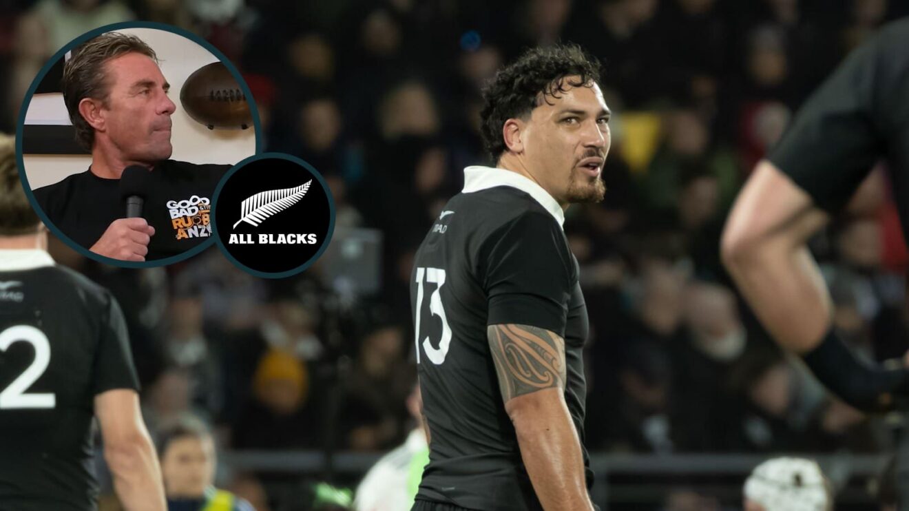 All Blacks centre Billy Proctor and an inset of former number nine Justin Marshall.