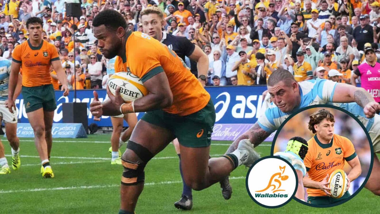 Filipo Daugunu going over for a controversial try and Wallabies star James O'Connor (inset).