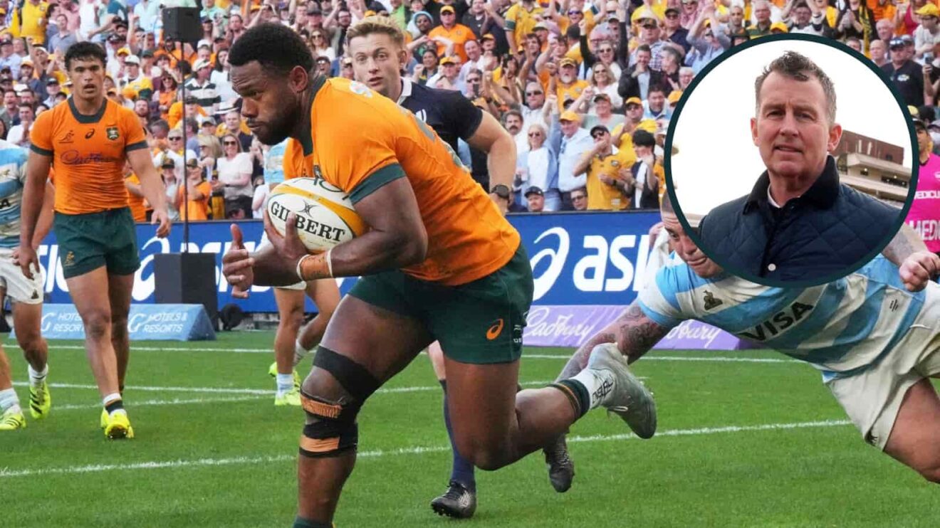 Filipo Daugunu try and Nigel Owens
