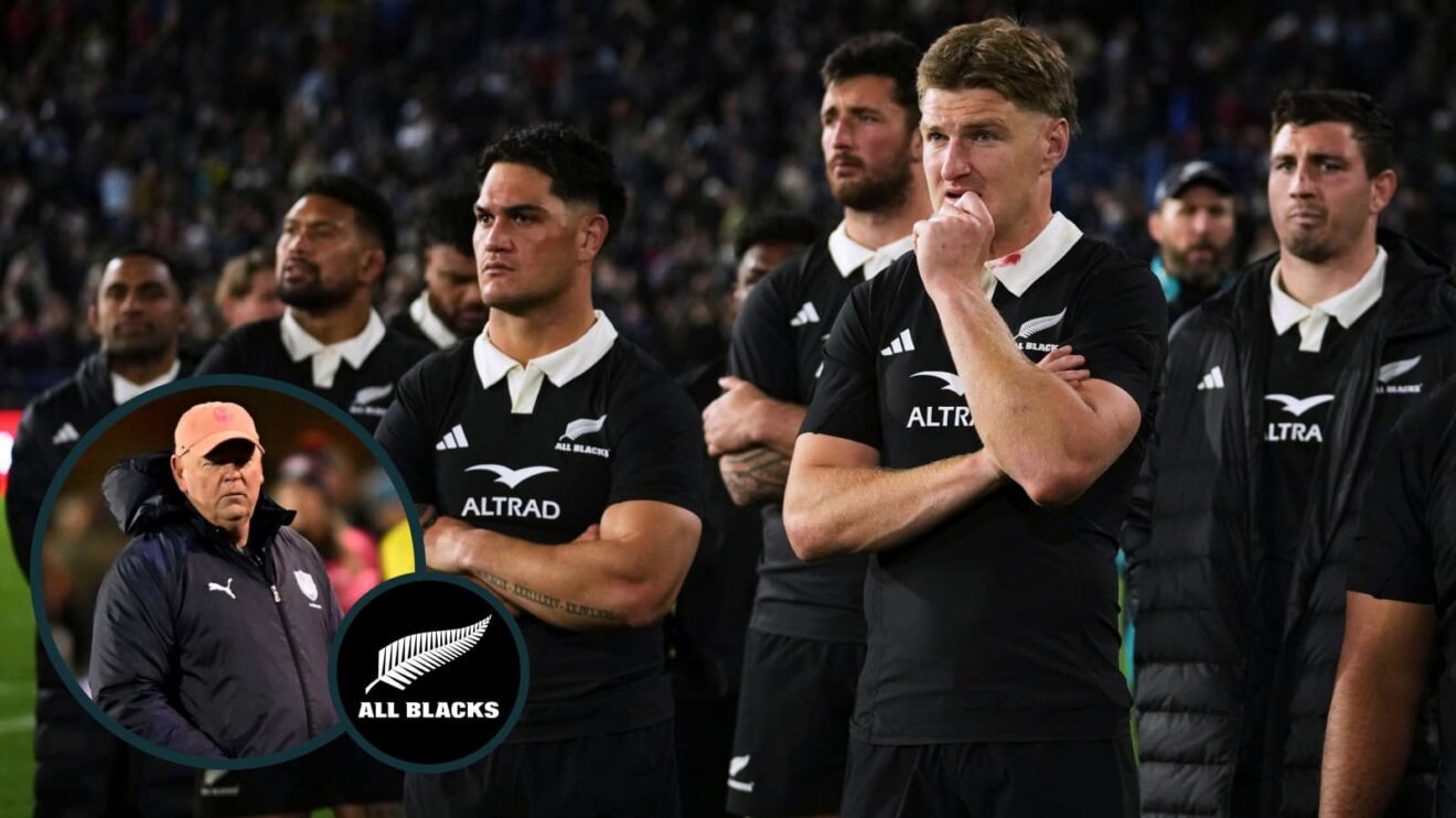 All Blacks dejected and former Springboks head coach Jake White (inset).